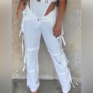 Maniere de Voir White Tassel Cargo pants